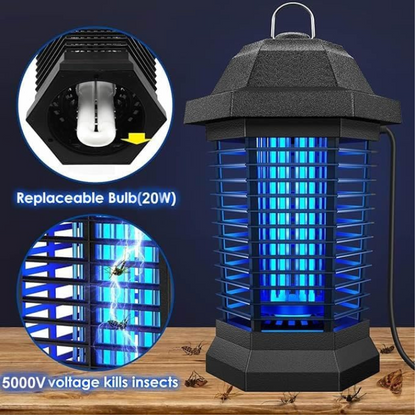 Bug Zapper Large Coverage 1/2 Acre, Weatherproof, Light Sensor, Mosquito Fly Trap Zapper Killer, Outdoor Indoor,  Mosquito Zapper for Patio Home Office Hotel Warehouse, Commercial Bug Light